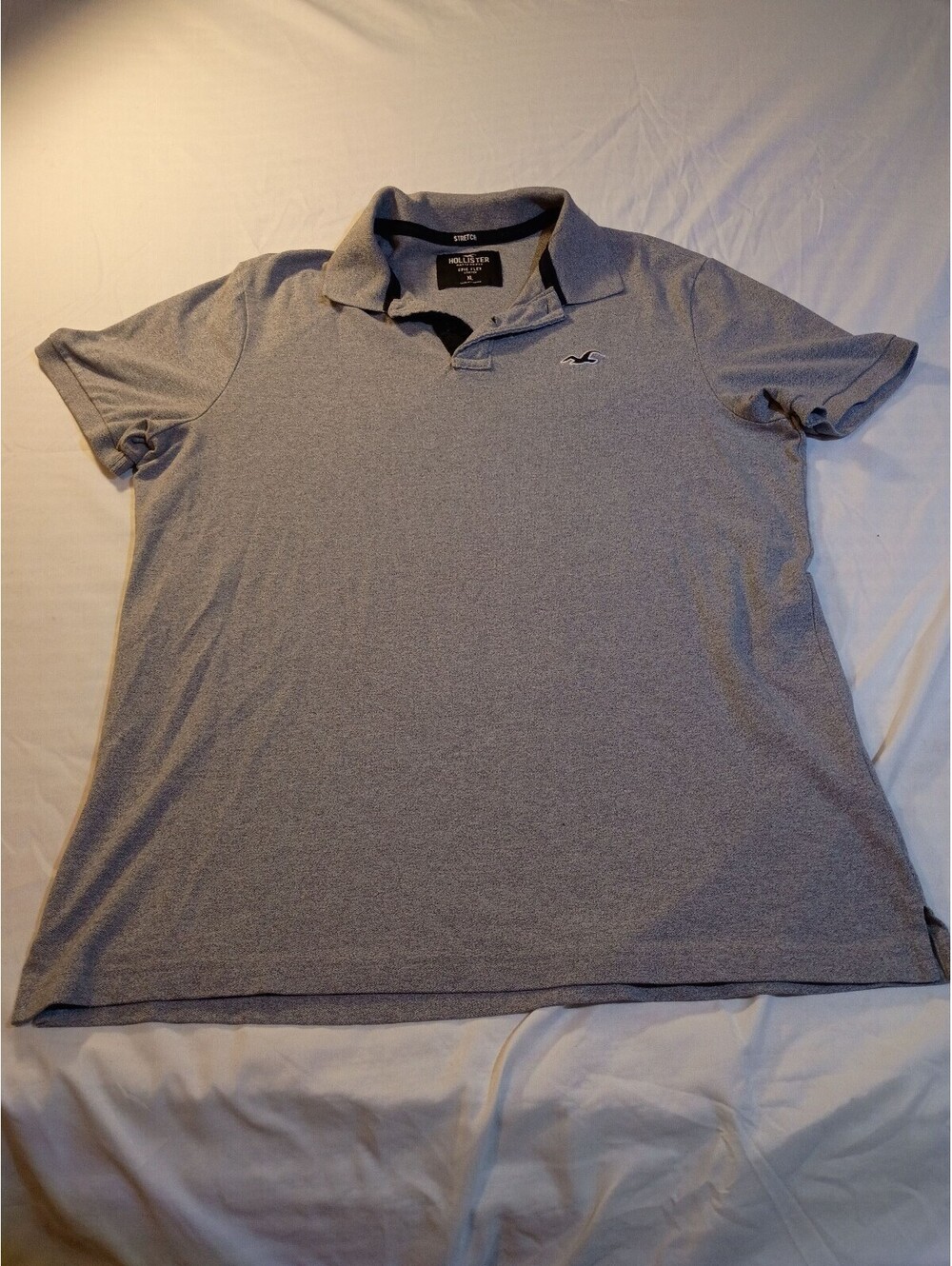 Hollister Men's XL Gray Epic Flex Stretch Polo Shirt